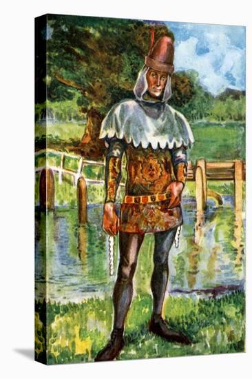 Man 's costume in reign of Edward III (1327 -1377)-Dion Clayton Calthrop-Stretched Canvas