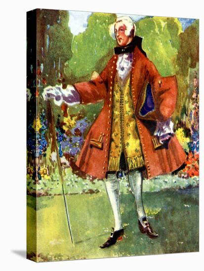 Man 's costume in reign of George II (1727-1760)-Dion Clayton Calthrop-Stretched Canvas