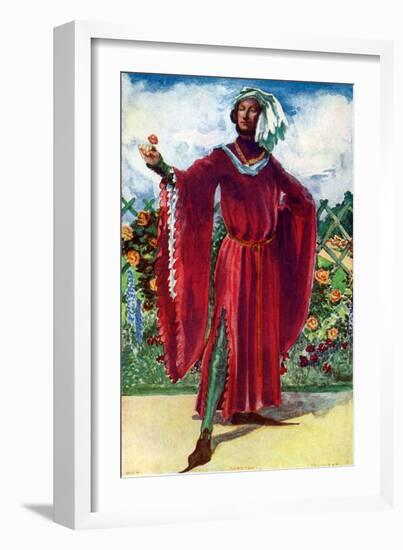 Man 's costume in reign of Richard II (1377- 1399)-Dion Clayton Calthrop-Framed Giclee Print