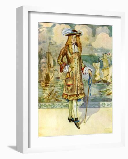 Man 's costume in reign of the Charles II (1660-1685)-Dion Clayton Calthrop-Framed Giclee Print