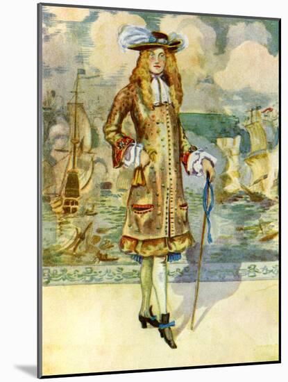 Man 's costume in reign of the Charles II (1660-1685)-Dion Clayton Calthrop-Mounted Giclee Print