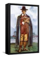 Man 's costume in reign of the Cromwells (1649-1660)-Dion Clayton Calthrop-Framed Stretched Canvas