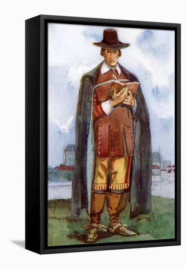 Man 's costume in reign of the Cromwells (1649-1660)-Dion Clayton Calthrop-Framed Stretched Canvas