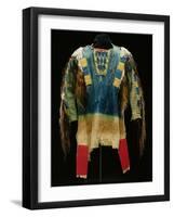 Man's Shirt, Cheyenne, C.1860 (Buckskin, Wool, Ermine Skin and Human Hair)-American-Framed Giclee Print