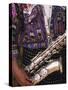 Man's Traditional Dress and Saxophone, Antigua, Guatemala-Merrill Images-Stretched Canvas