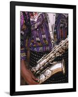 Man's Traditional Dress and Saxophone, Antigua, Guatemala-Merrill Images-Framed Photographic Print