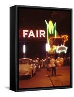 Man Selling Balloons at Entrance of Iowa State Fair-John Dominis-Framed Stretched Canvas