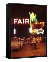 Man Selling Balloons at Entrance of Iowa State Fair-John Dominis-Framed Stretched Canvas