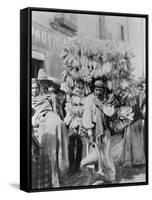 Man Selling Corn Husks for Wrapping Paper Photograph - Mexico-Lantern Press-Framed Stretched Canvas