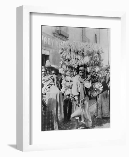 Man Selling Corn Husks for Wrapping Paper Photograph - Mexico-Lantern Press-Framed Art Print