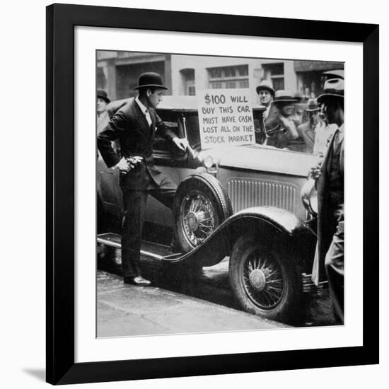 Man Selling His Car, Following the Wall Street Crash of 1929, 1929-null-Framed Photographic Print