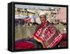 Man Selling Rugs on Banks of Kabul River, Central Kabul, Afghanistan-Jane Sweeney-Framed Stretched Canvas