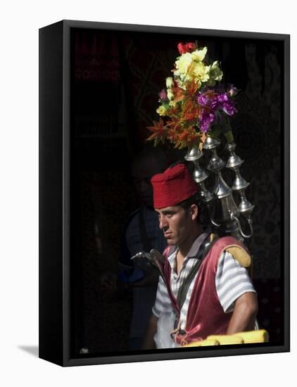 Man Selling Tea in Traditional Costume, Old Walled City, Jerusalem, Israel, Middle East-Christian Kober-Framed Stretched Canvas