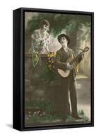 Man Serenading with Guitar-null-Framed Stretched Canvas