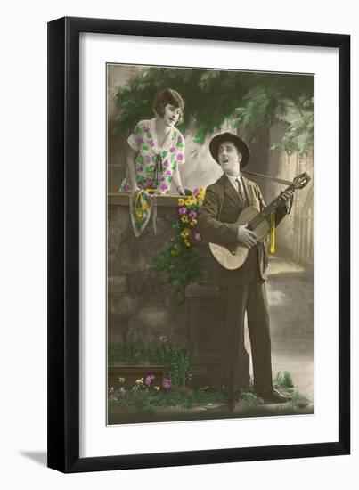 Man Serenading with Guitar-null-Framed Art Print