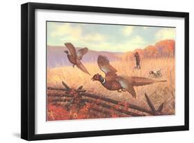 Man Shooting Pheasants, Pointer-null-Framed Art Print