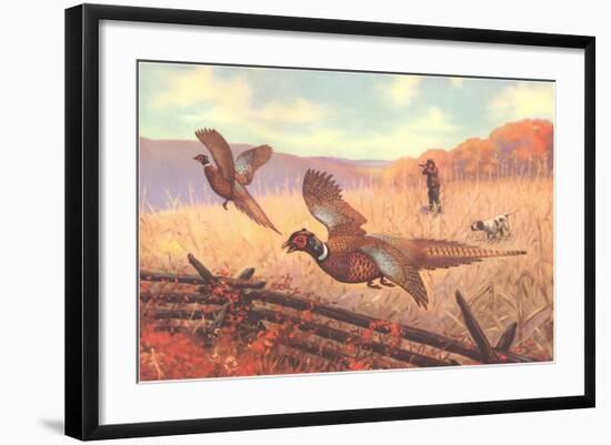 Man Shooting Pheasants, Pointer-null-Framed Art Print