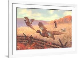 Man Shooting Pheasants, Pointer-null-Framed Art Print