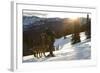 Man Shows His Dogs Affection Before A Morning Backcountry Ski In Montana's Gallatin Range-Hannah Dewey-Framed Photographic Print