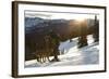 Man Shows His Dogs Affection Before A Morning Backcountry Ski In Montana's Gallatin Range-Hannah Dewey-Framed Photographic Print
