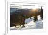 Man Shows His Dogs Affection Before A Morning Backcountry Ski In Montana's Gallatin Range-Hannah Dewey-Framed Photographic Print