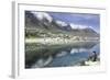 Man Sits on Rock Facing Twelve Apostles Mountain Reflected in Atlantic Ocean, Camp's Bay, Cape Town-Kimberly Walker-Framed Photographic Print