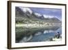 Man Sits on Rock Facing Twelve Apostles Mountain Reflected in Atlantic Ocean, Camp's Bay, Cape Town-Kimberly Walker-Framed Photographic Print