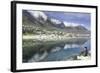 Man Sits on Rock Facing Twelve Apostles Mountain Reflected in Atlantic Ocean, Camp's Bay, Cape Town-Kimberly Walker-Framed Photographic Print