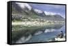 Man Sits on Rock Facing Twelve Apostles Mountain Reflected in Atlantic Ocean, Camp's Bay, Cape Town-Kimberly Walker-Framed Stretched Canvas