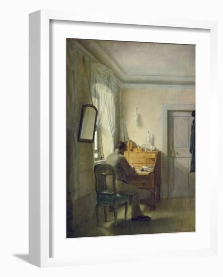 Man Sitting at His Desk-Georg Friedrich Kersting-Framed Giclee Print