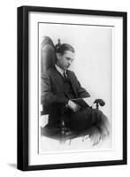 Man Sitting in a Chair Reading a Book, 1918-null-Framed Giclee Print