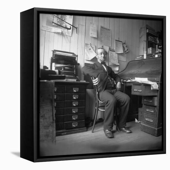 Man Sitting in His Office-null-Framed Stretched Canvas