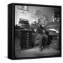 Man Sitting in His Office-null-Framed Stretched Canvas