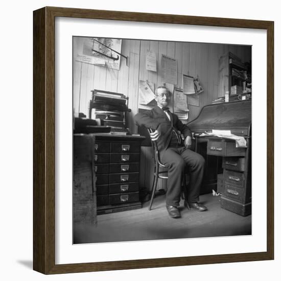 Man Sitting in His Office-null-Framed Photographic Print