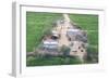 Man Sitting on House Roof in Tiny Agricultural Hamlet Amidst Fields of Vegetables, Rajasthan, India-Annie Owen-Framed Photographic Print