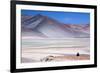 Man Sitting on Rocks at Miscanti Volcano and High Plateau Lagoon in San Pedro De Atacama Desert-Kimberly Walker-Framed Photographic Print