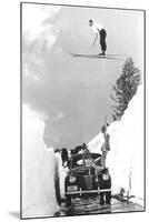 Man Ski-Jumping over Road-null-Mounted Art Print