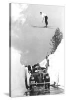 Man Ski-Jumping over Road-null-Stretched Canvas