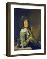 Man Smoking a Pipe and an Empty Wineglass-Jan Miense Molenaer-Framed Giclee Print
