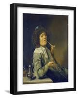 Man Smoking a Pipe and an Empty Wineglass-Jan Miense Molenaer-Framed Giclee Print