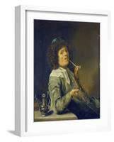 Man Smoking a Pipe and an Empty Wineglass-Jan Miense Molenaer-Framed Giclee Print