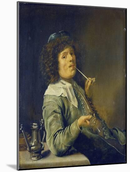 Man Smoking a Pipe and an Empty Wineglass-Jan Miense Molenaer-Mounted Giclee Print