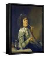 Man Smoking a Pipe and an Empty Wineglass-Jan Miense Molenaer-Framed Stretched Canvas