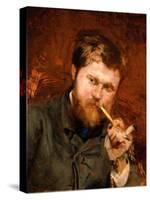 Man Smoking a Pipe, c.1875-Jean Alexandre Joseph Falguiere-Stretched Canvas