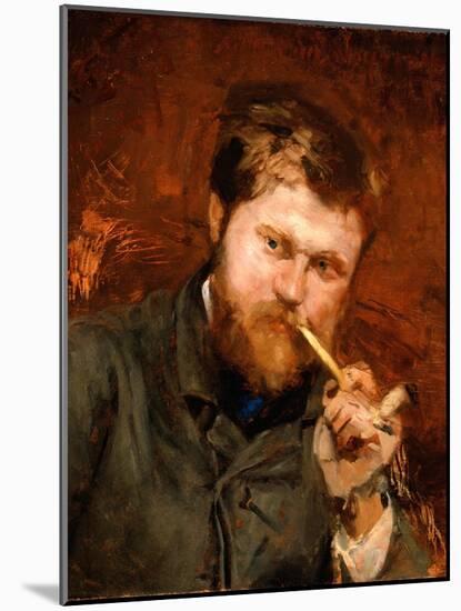 Man Smoking a Pipe, c.1875-Jean Alexandre Joseph Falguiere-Mounted Giclee Print