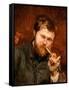 Man Smoking a Pipe, c.1875-Jean Alexandre Joseph Falguiere-Framed Stretched Canvas