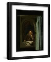 Man Smoking a Pipe-Gerard Dou-Framed Art Print