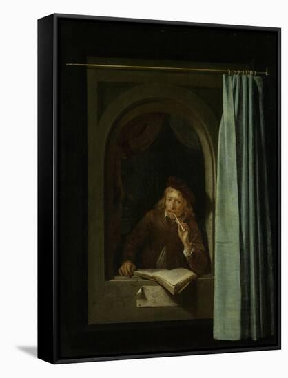 Man Smoking a Pipe-Gerard Dou-Framed Stretched Canvas