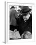 Man Smoking Cigar While Examining Stamps at Stamp Market on Avenue Matignon-Alfred Eisenstaedt-Framed Photographic Print