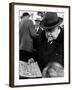 Man Smoking Cigar While Examining Stamps at Stamp Market on Avenue Matignon-Alfred Eisenstaedt-Framed Photographic Print